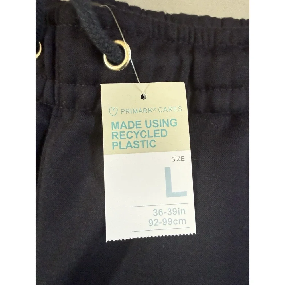 Primark Cares Mens Navy‎ Blue Cuffed Jogger Sweatpants Recycled Size L NWT